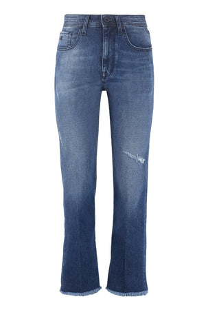 Cropped jeans a vita alta-0